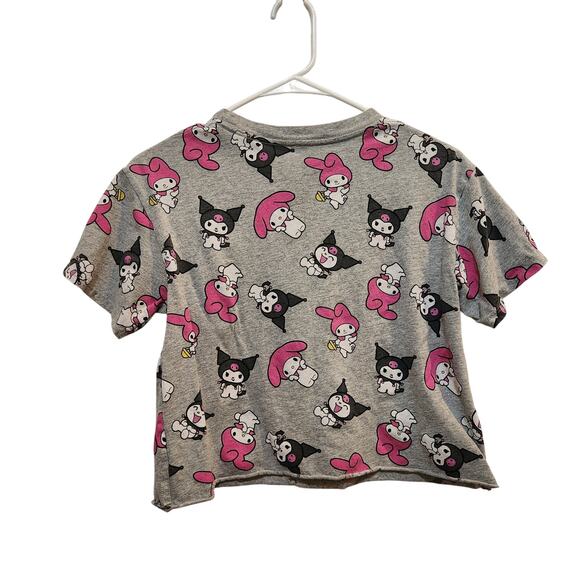 Sanrio Kuromi My Melody Short Sleeve Casual Cropped Top T-Shirt Gray Small - Picture 2 of 6